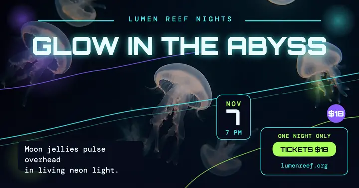 Lumen Reef after dark abyss night post: aquarium after dark post template