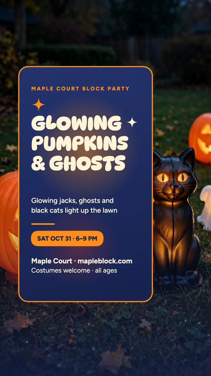Glowing Halloween block party story template