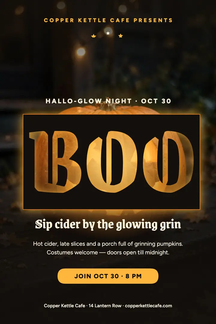 Copper Kettle Hallo-Glow Night poster template
