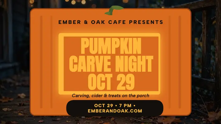 Ember and Oak pumpkin carve night thumbnail template