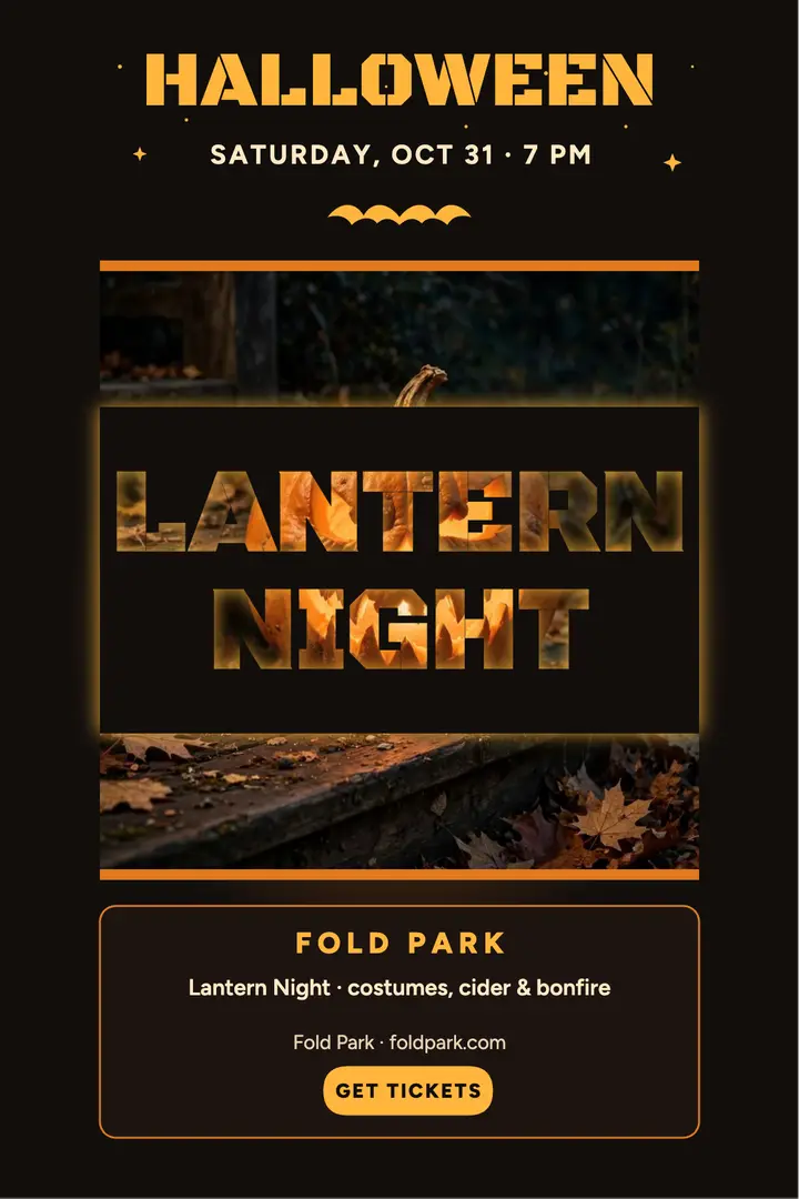Lantern Night Halloween poster, carved pumpkin template