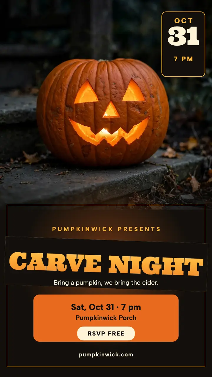 Pumpkinwick carve night glowing story template
