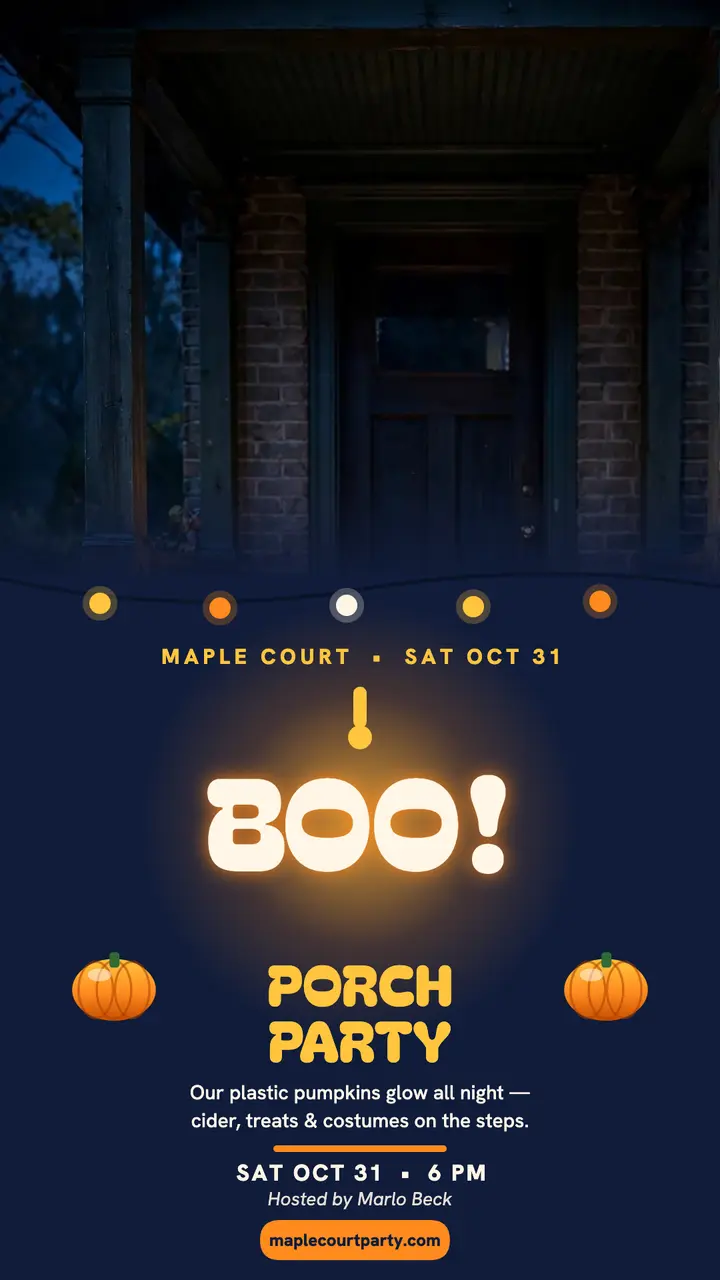 Maple Court glowing porch party story template