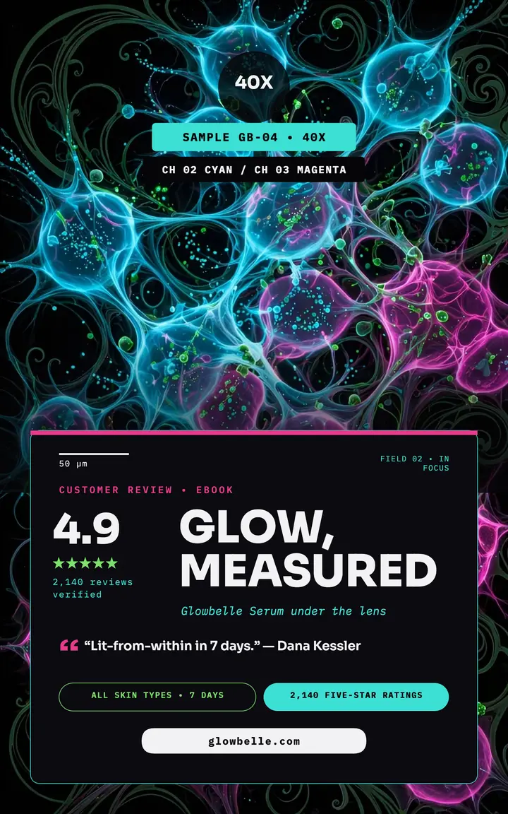 Glowbelle serum glowing review cover: serum review ebook cover template