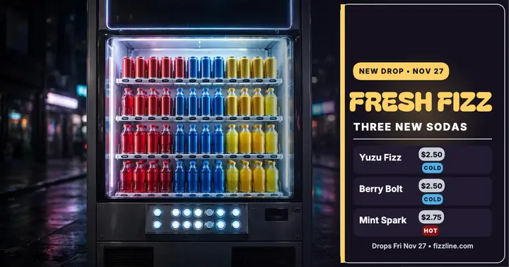 Fizzline soda drop, vending machine template