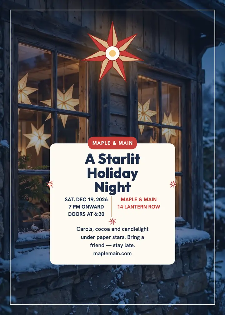 Starlit holiday night invitation template