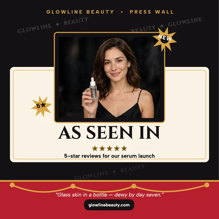 Glowline Beauty serum press wall post template
