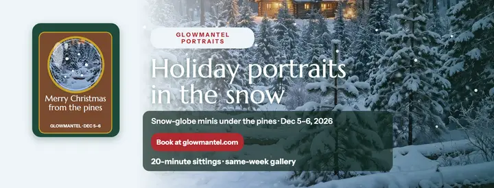 Glowmantel snow globe Christmas cover template