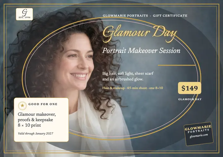 Glowmarie Glamour Day portrait certificate template