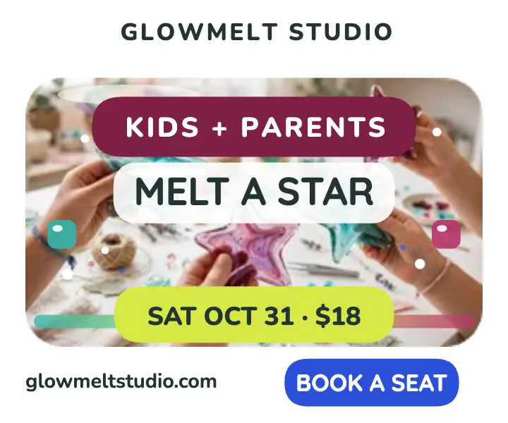 Glowmelt kids glass ornament class ad template