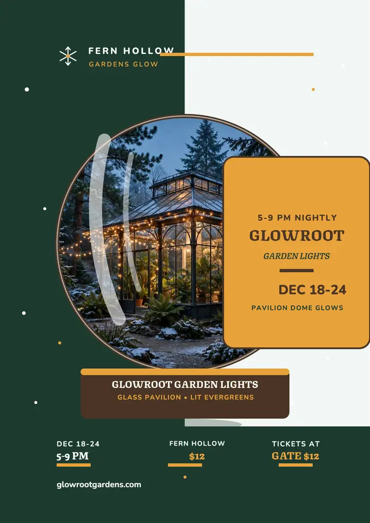 Glowroot Garden Lights snow globe flyer template