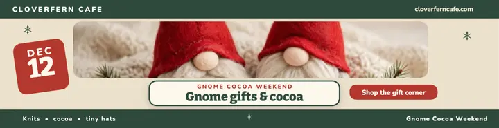 Cloverfern gnome cocoa billboard: christmas cafe billboard template