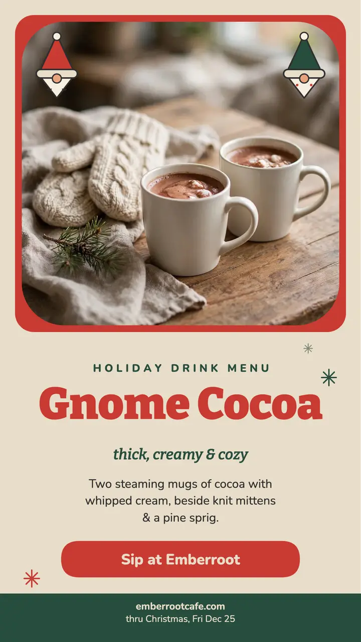 Emberroot gnome cocoa holiday story template