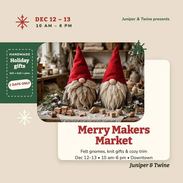 Merry Makers Market gnome post: christmas market post template