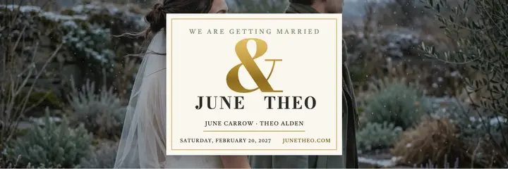 June and Theo winter wedding header: wedding header template