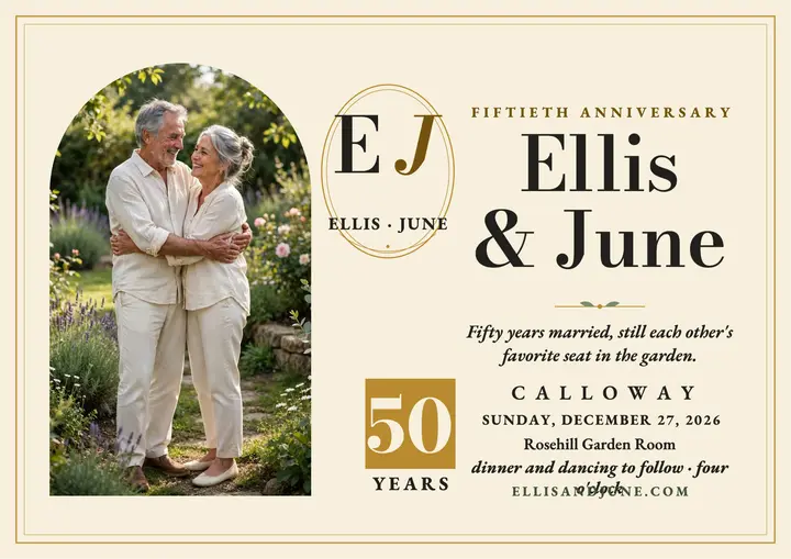 Ellis and June gold anniversary invite template