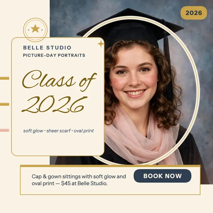 Belle Studio gold glamour grad post template