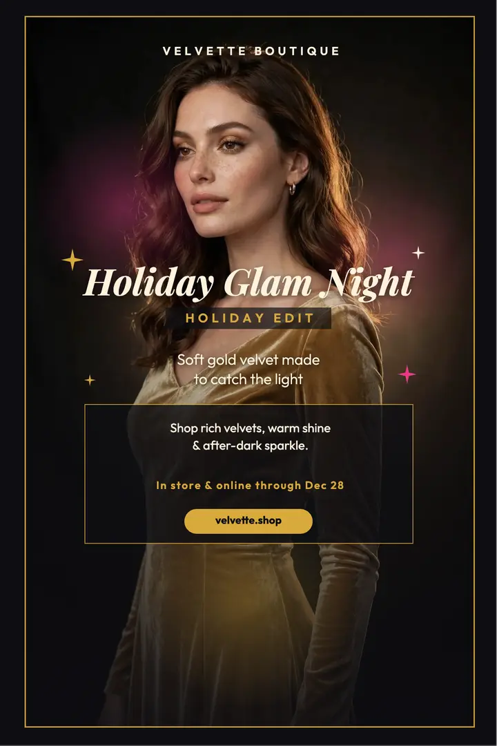 Velvette holiday glam night poster template
