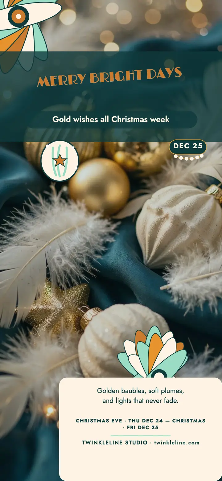 Merry Bright Days gold plume wallpaper template