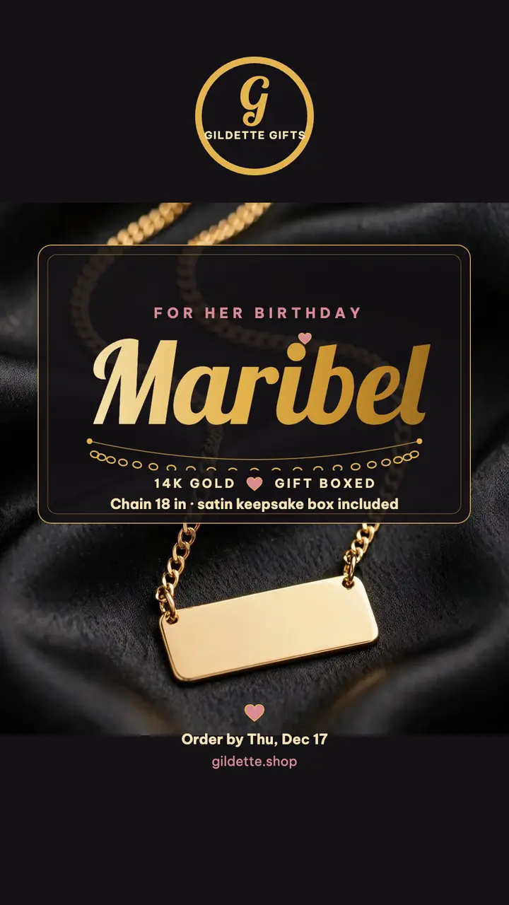 Maribel gold nameplate birthday story template