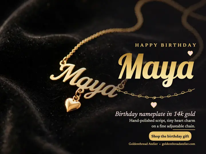 Maya birthday nameplate gift slide: birthday necklace gift slide template