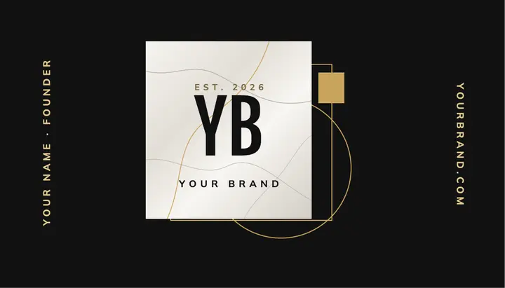 Onyx and gold marble monogram business card template