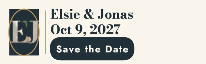 Elsie and Jonas gold monogram save the date ad: save-the-date mobile ad template