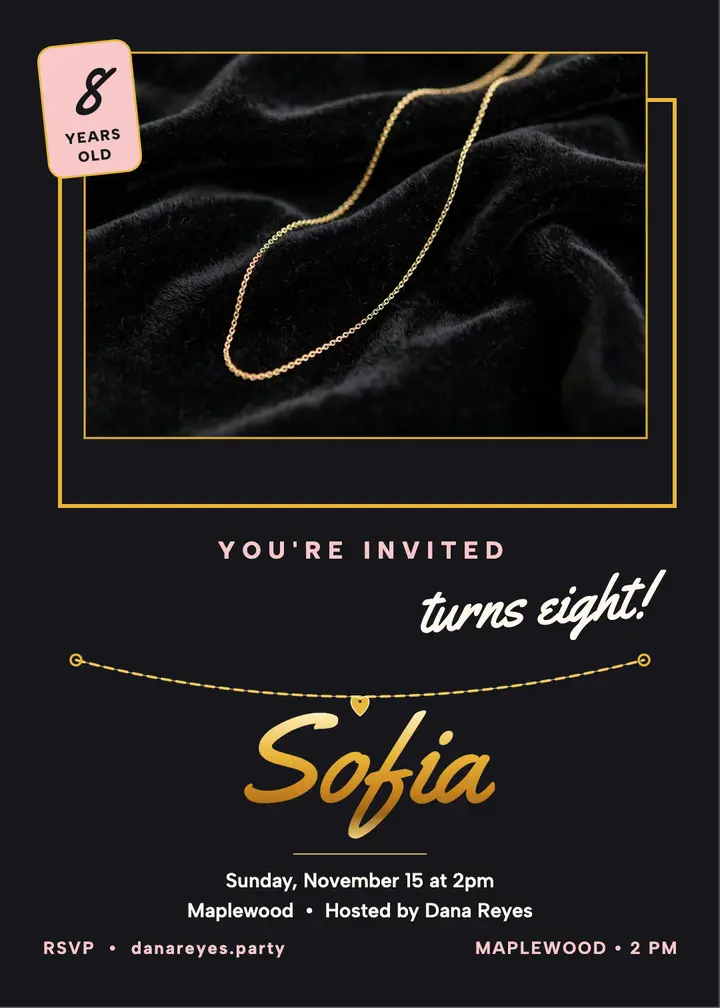 Sofia gold name birthday invitation template