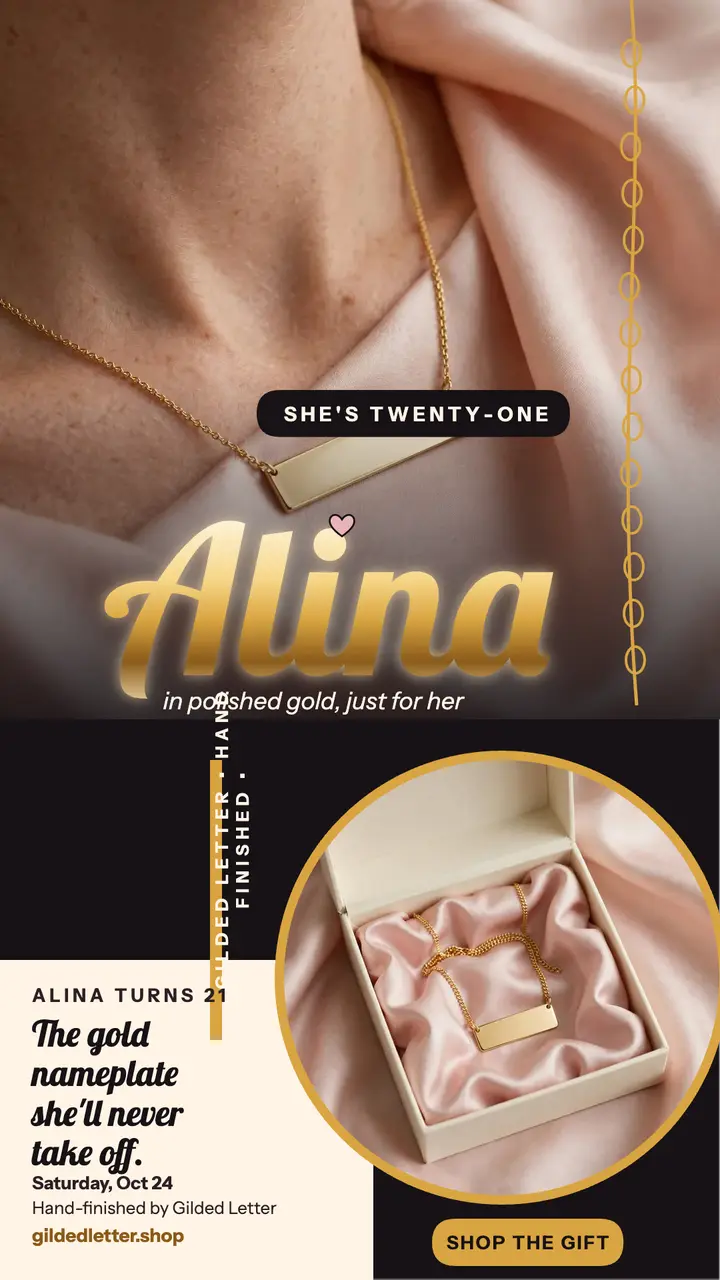 Alina 21st birthday nameplate reveal story template