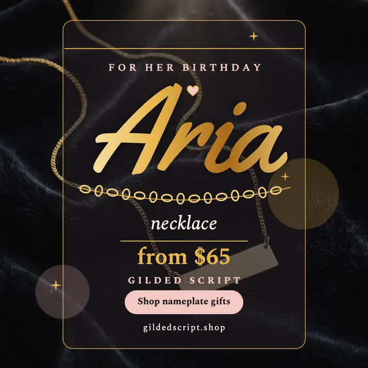 Aria gold nameplate birthday gift post template