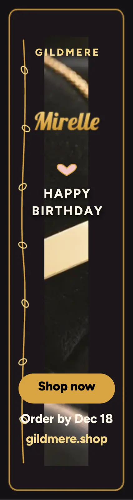 Mirelle nameplate birthday skyscraper ad template