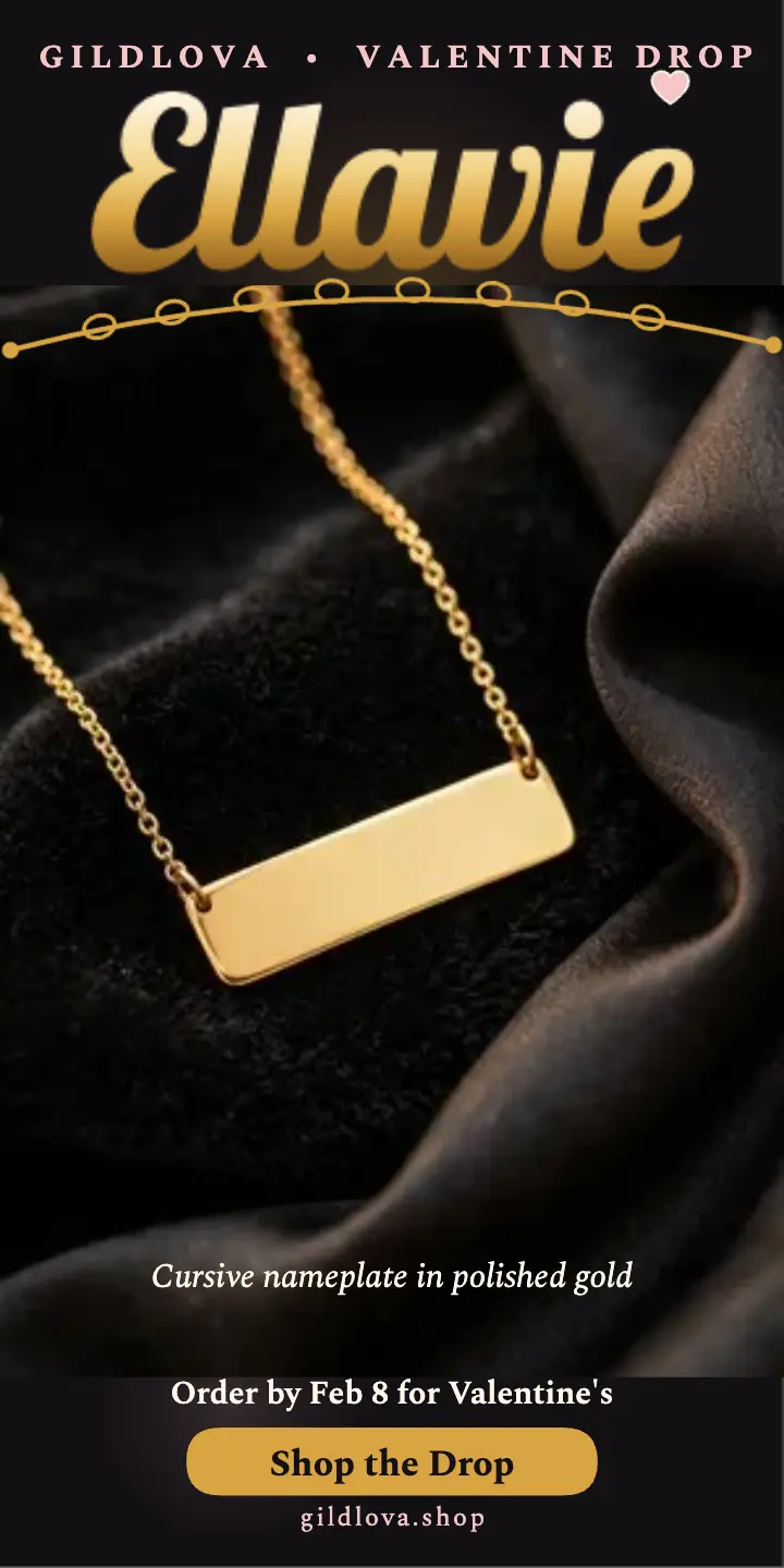 Gildlova Valentine nameplate necklace ad template