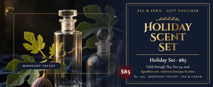 Fig and Fern holiday scent gift voucher template
