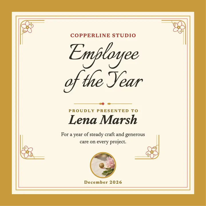 Gold commendation for Lena Marsh template