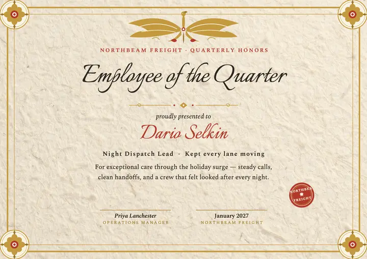 Gold phoenix employee certificate template
