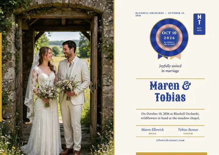 Gold rosette wedding certificate keepsake: wedding certificate template