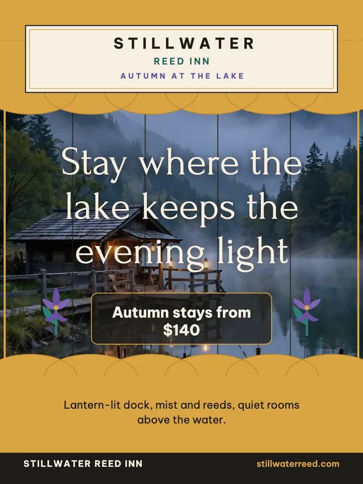 Stillwater Reed Inn lakeside poster template