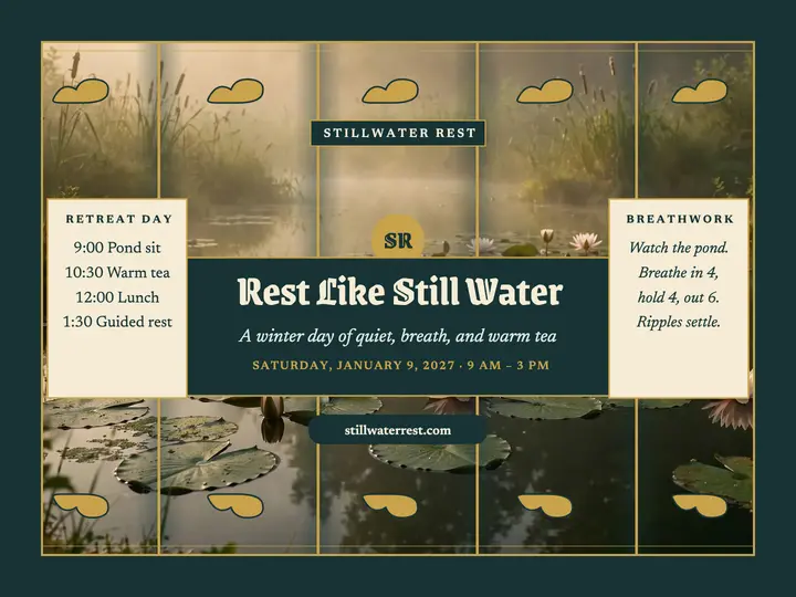 Stillwater Rest winter retreat gold slide template