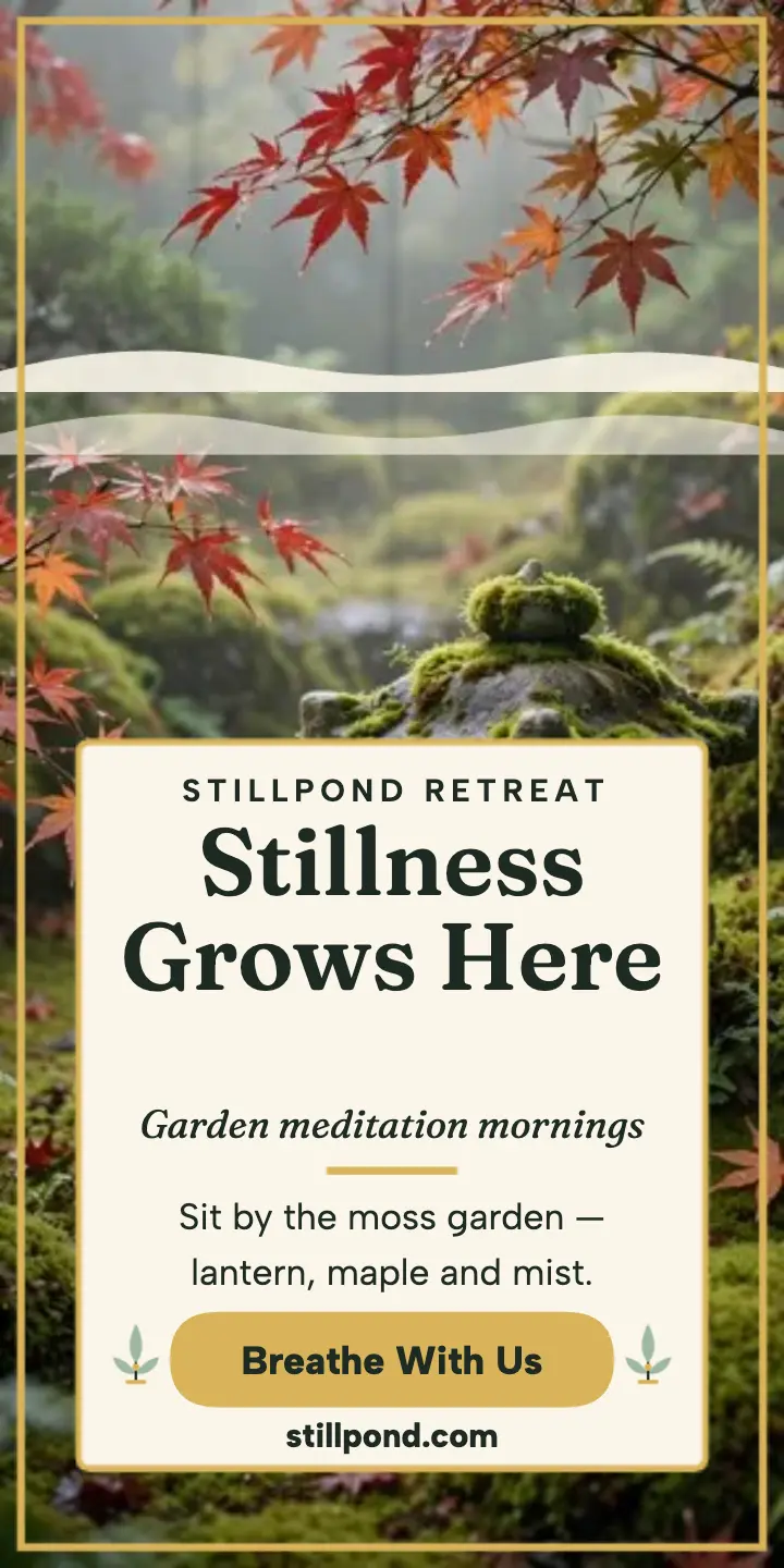 Stillpond garden retreat gold screen ad template