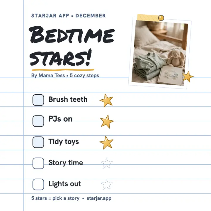 Starjar bedtime stars chart template