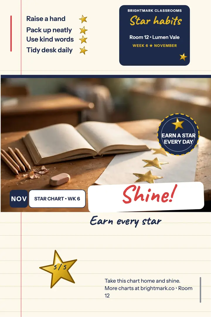 Brightmark star habits classroom poster: classroom habits poster template