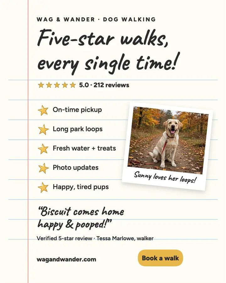 Wag and Wander five-star walks review template