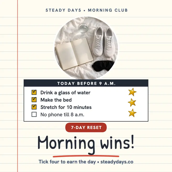Steady Days morning habit star chart template