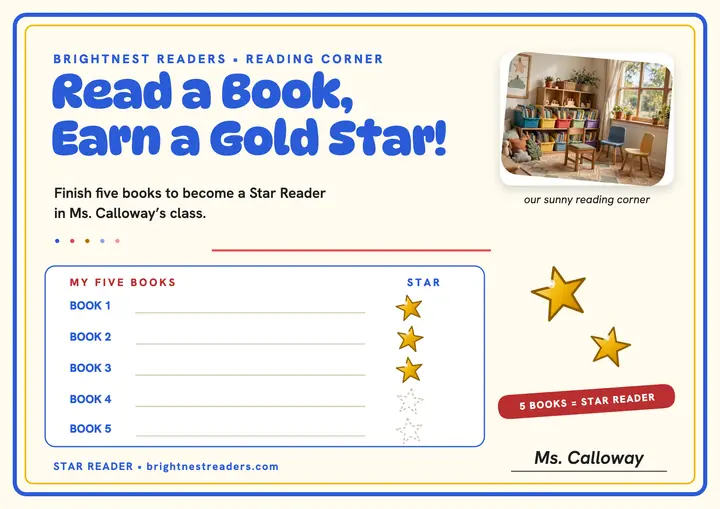 Brightnest Star Reader chart certificate template