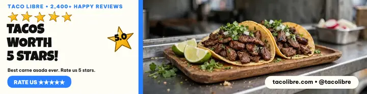 Taco Libre 5-star taco billboard: taco review billboard template
