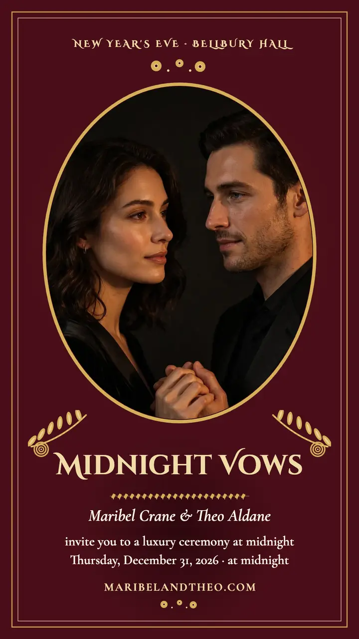 Midnight vows gold velvet wedding story template