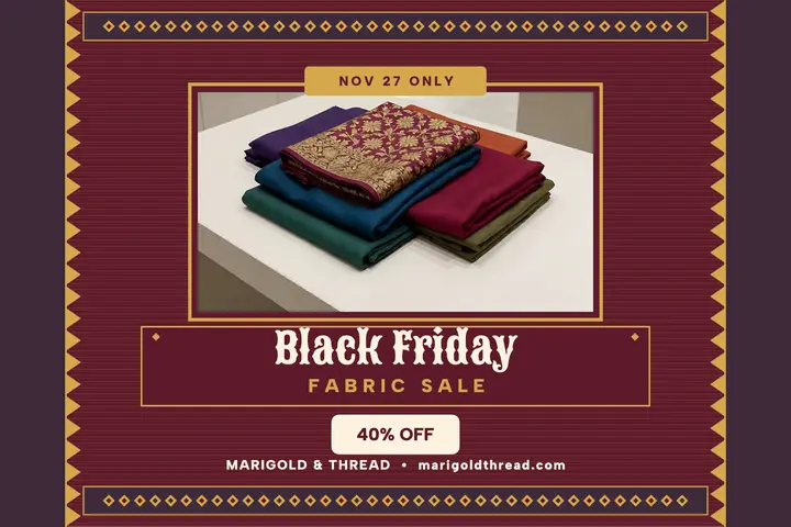 Marigold and Thread Black Friday sale postcard: black friday fabric sale postcard template