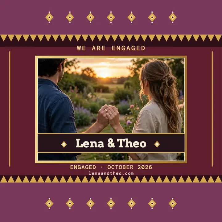 Lena and Theo gold weave engaged post template