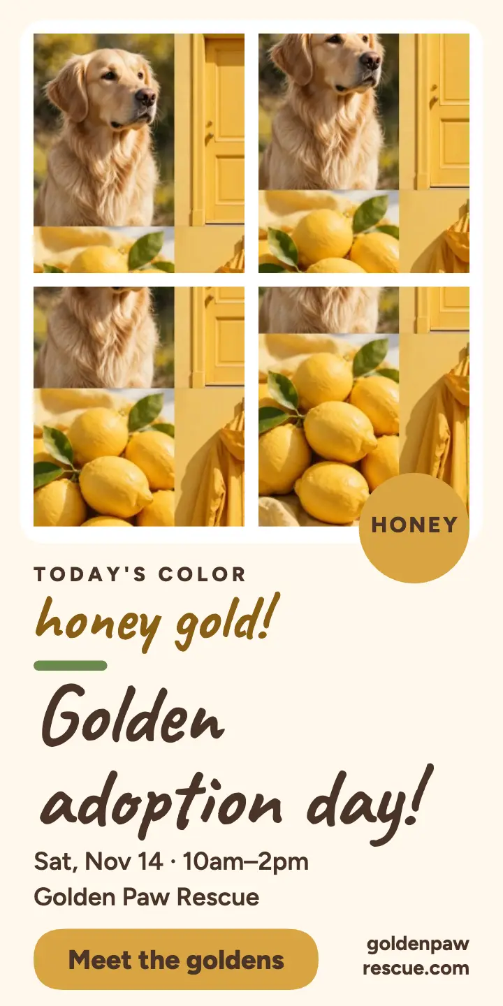 Golden adoption day mosaic ad template