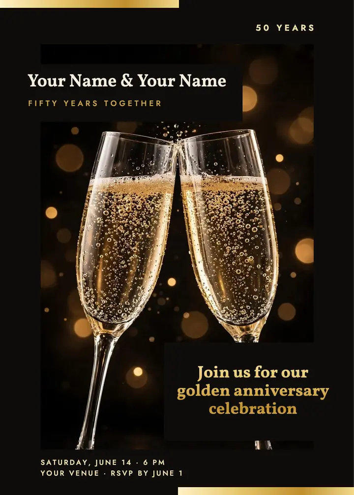 Golden anniversary invitation template